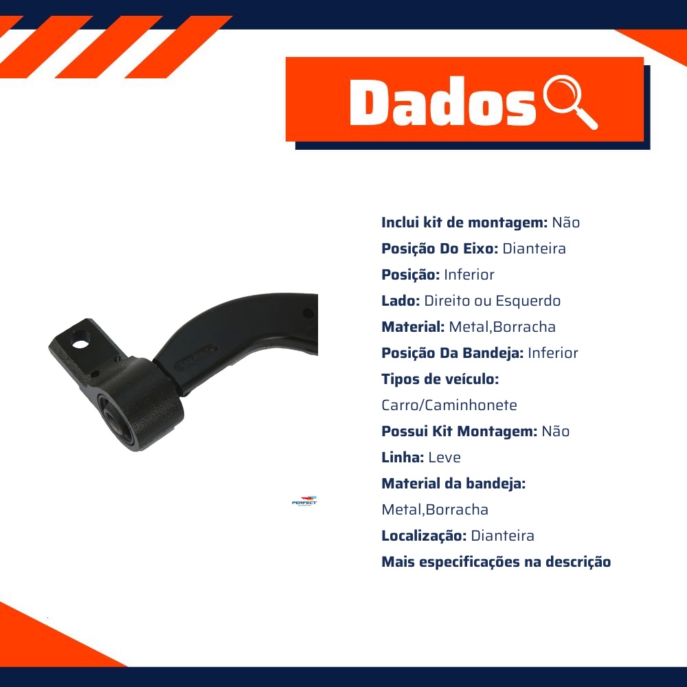 Bandeja Suspensão Inferior Direito para Ford Ecosport e Fiesta - Perfect - BDJ9852