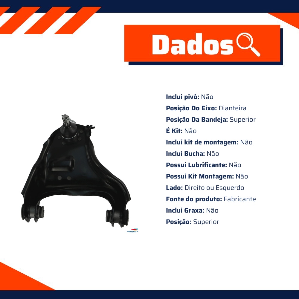 Bandeja Suspensão Superior Direito para Chevrolet Blazer e S10 - Perfect - BDJ2118