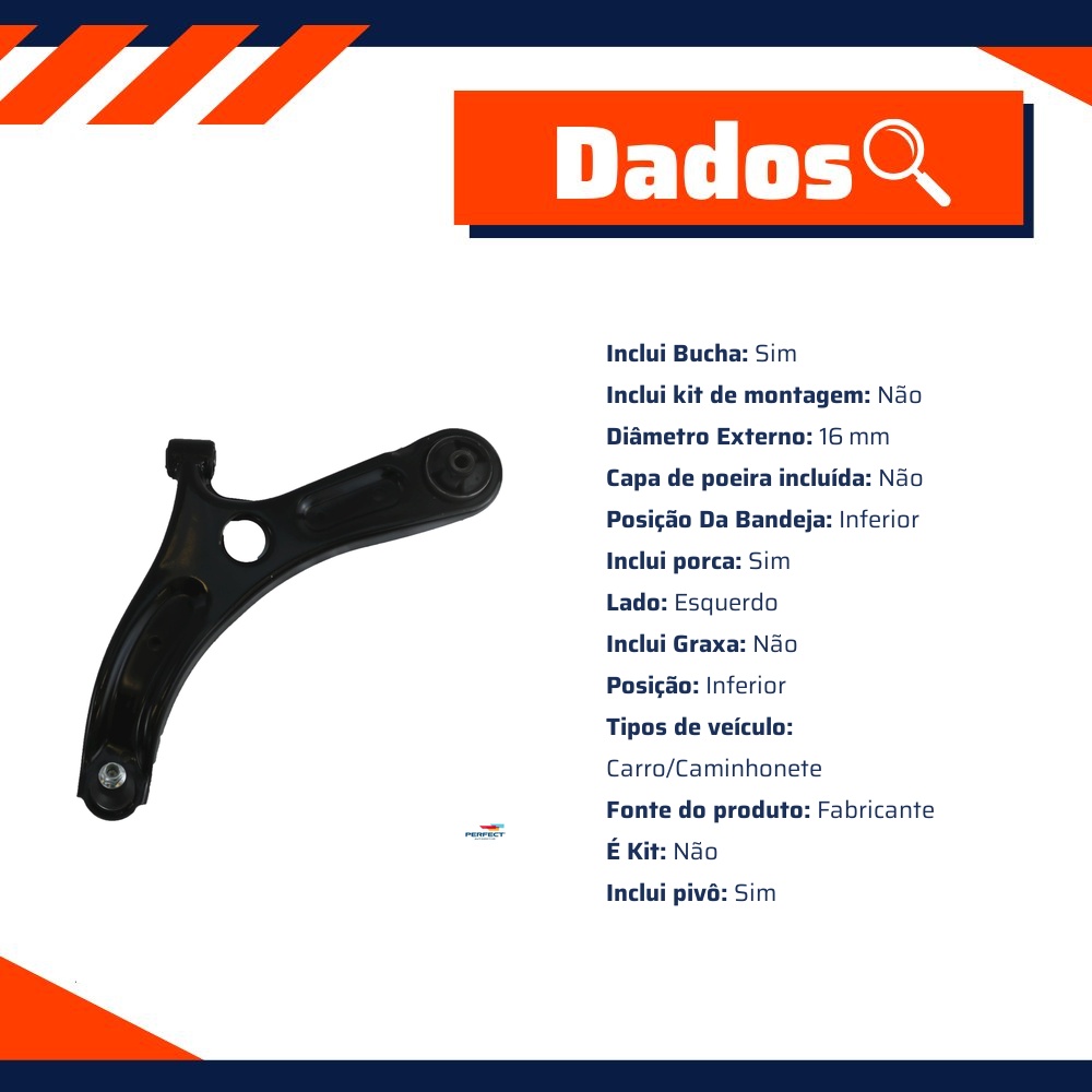 Bandeja Suspensão Inferior Esquerdo para Hyundai Creta - Perfect - BDJ2197