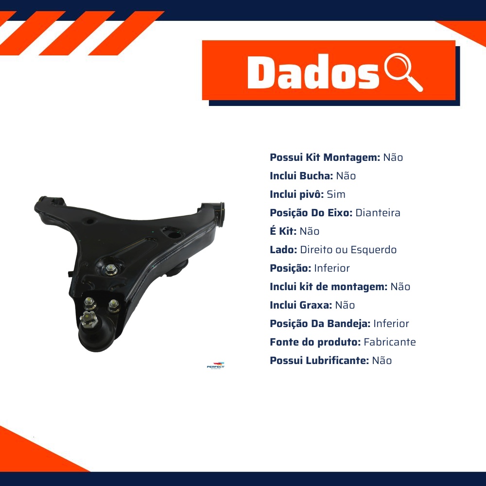 Bandeja Suspensão Inferior Direito para Mitsubishi L200 - Perfect - BDJ3102