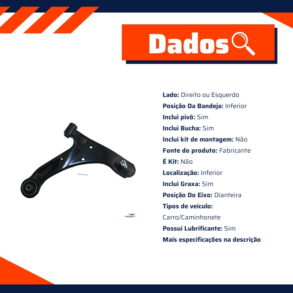Bandeja Suspensão Inferior Direito para Suzuki Grand Vitara - Perfect - BDJ3702