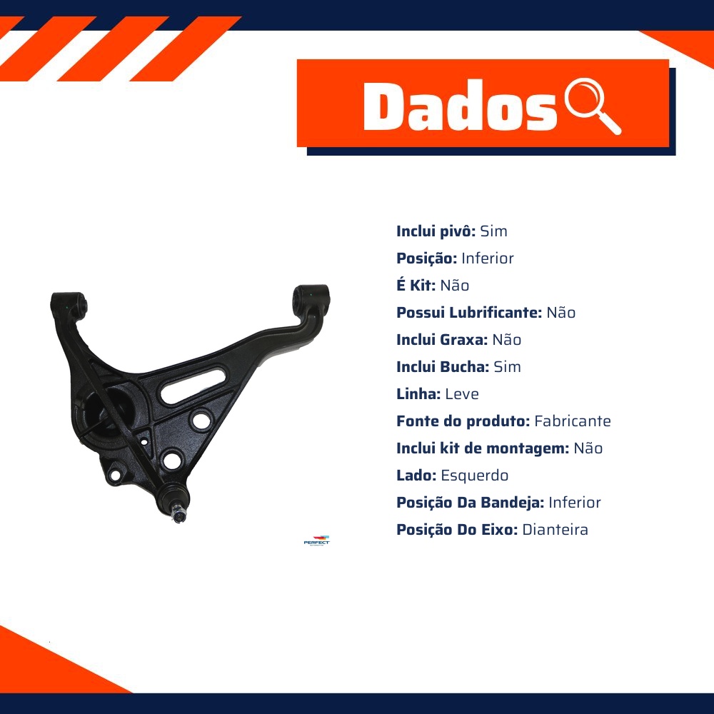 Bandeja Suspensão Completa Inferior Esquerdo para Chevrolet Tracker e Suzuki Grand Vitara - Perfect - BDJ3701