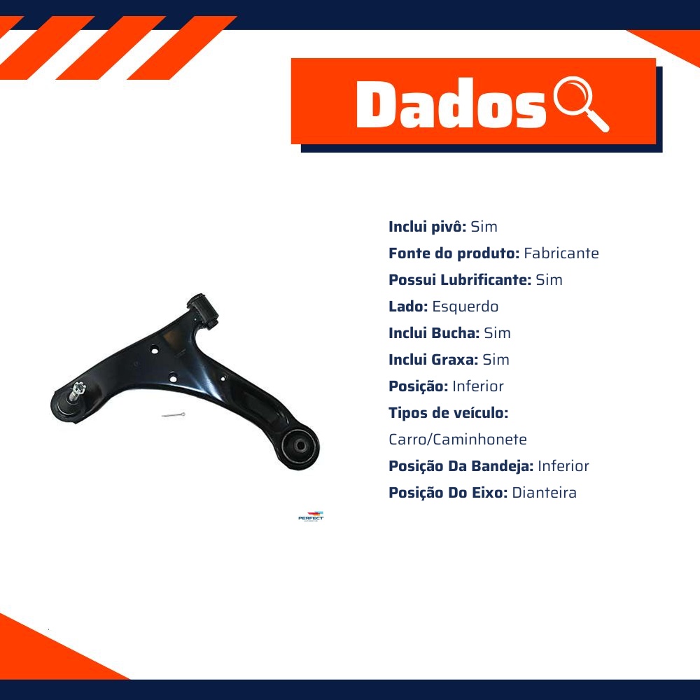 Bandeja Suspensão Inferior Esquerdo para Suzuki Grand Vitara - Perfect - BDJ3703