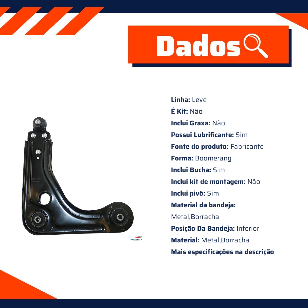 Bandeja Suspensão Inferior Direito para Ford Fiesta e Ka - Perfect - BDJ9742