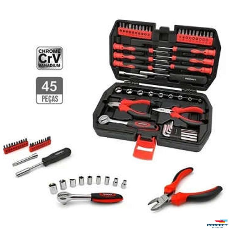 Kit Ferramenta Caixa Ferramentas 45Pcs - Perfect - FTR0203