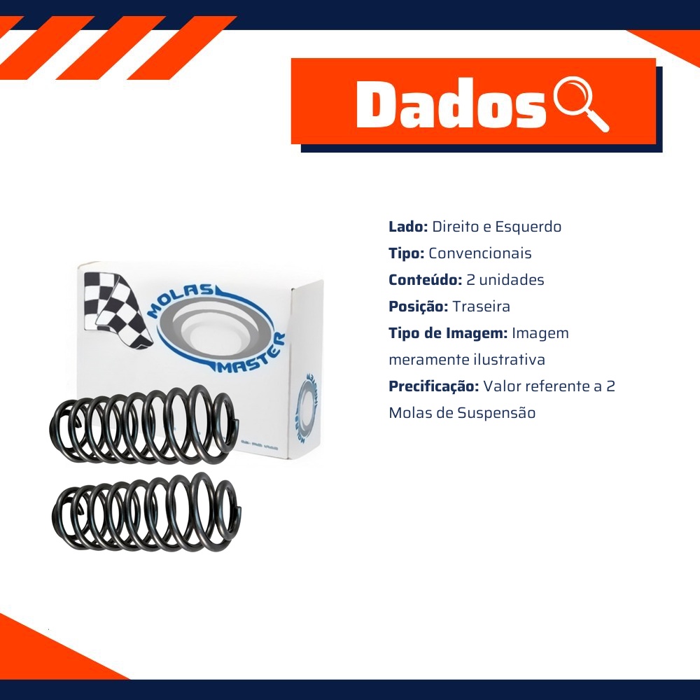 Par de Molas Suspensão Traseira Direito e Esquerdo para Citroen Aircross - Molas Master - MM-4611