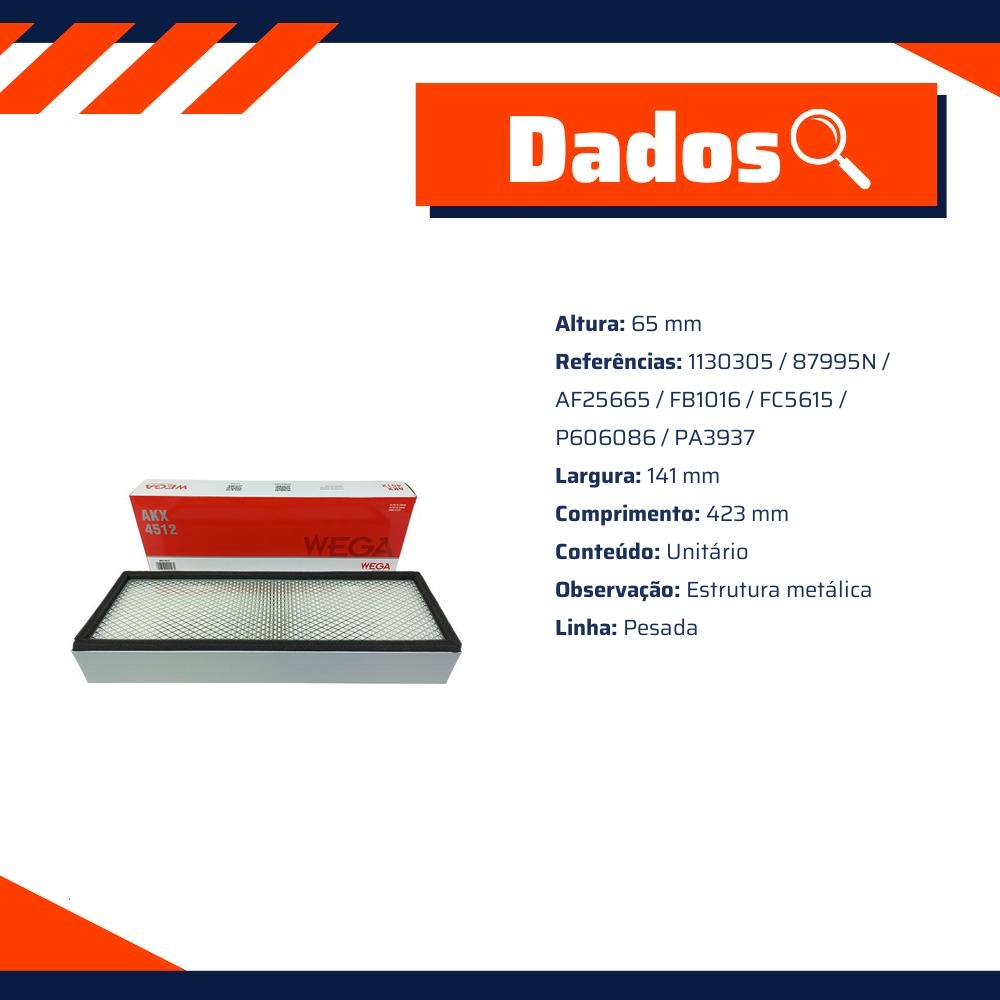 FIltro de Ar Condicionado Cabine - Wega - AKX4512