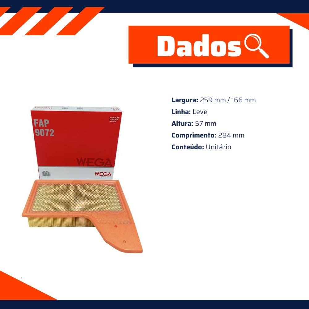 Filtro de Ar para Ford Mustang - Wega - FAP-9072