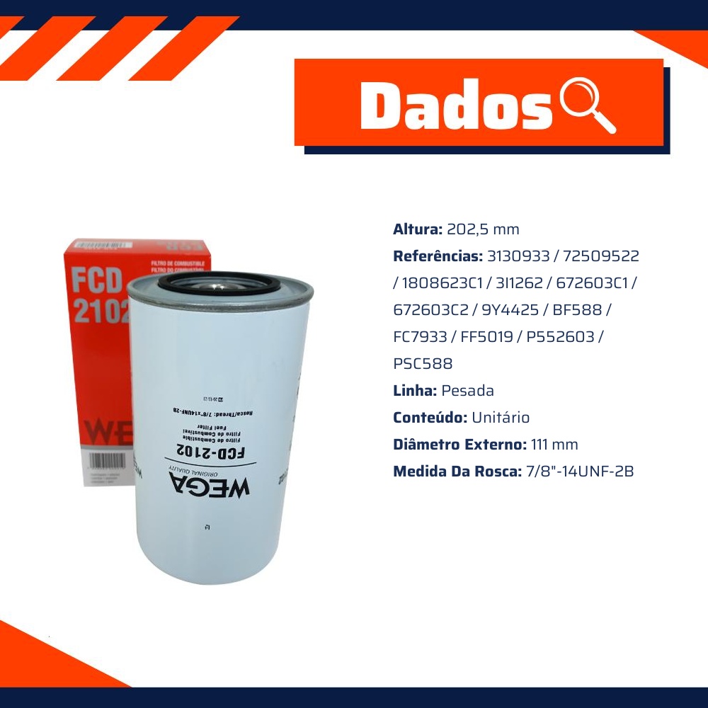Filtro de Combustível - Wega - FCD2102