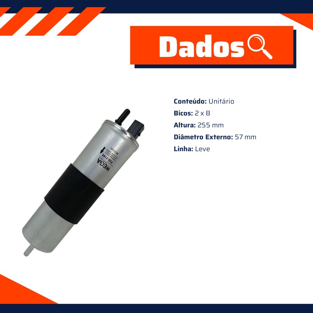 Filtro de Combustível para Volvo Xc60 Xc90 - Wega - FCD-2169