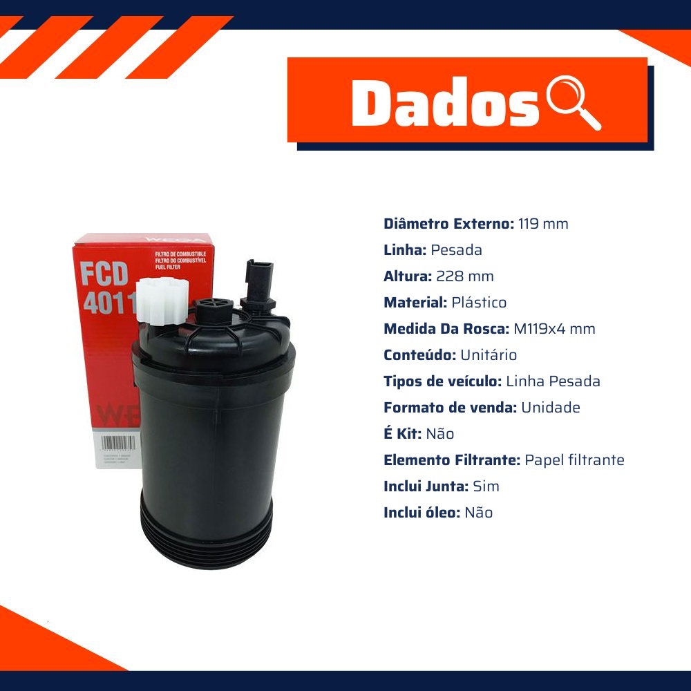 Filtro de Combustível - Wega - FCD4011