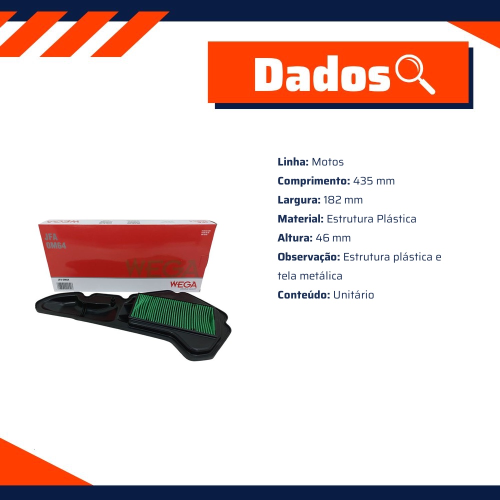 Filtro de Ar para Honda PCX 150 - Wega - JFA-0M64