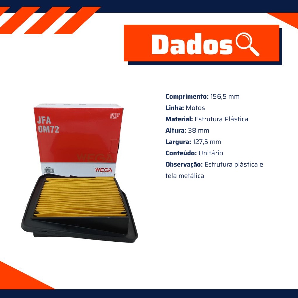 Filtro de Ar do Motor - Wega - JFA-0M72