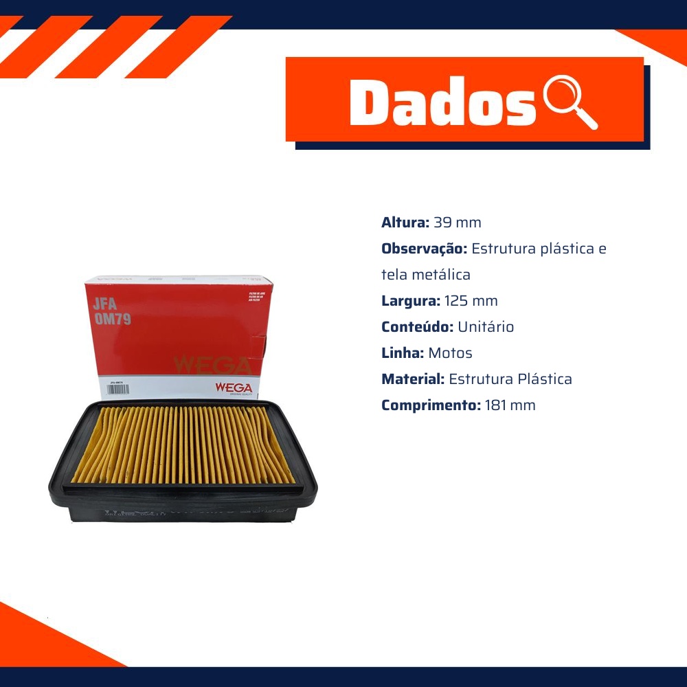 Filtro de Ar para Honda CB 250 TWISTER - Wega - JFA-0M79