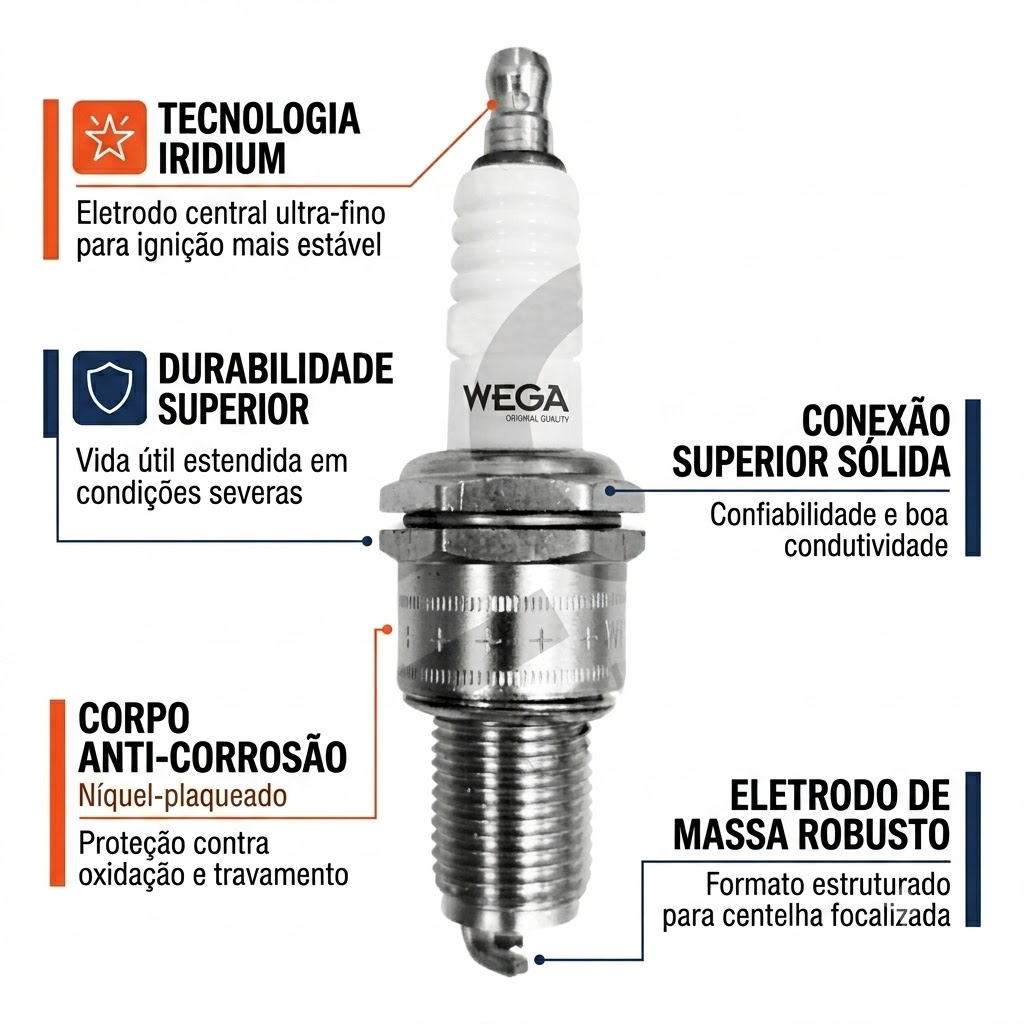 Vela de Ignição Iridium para Toyota Corolla e Corolla Cross - Wega - CR12YLI8