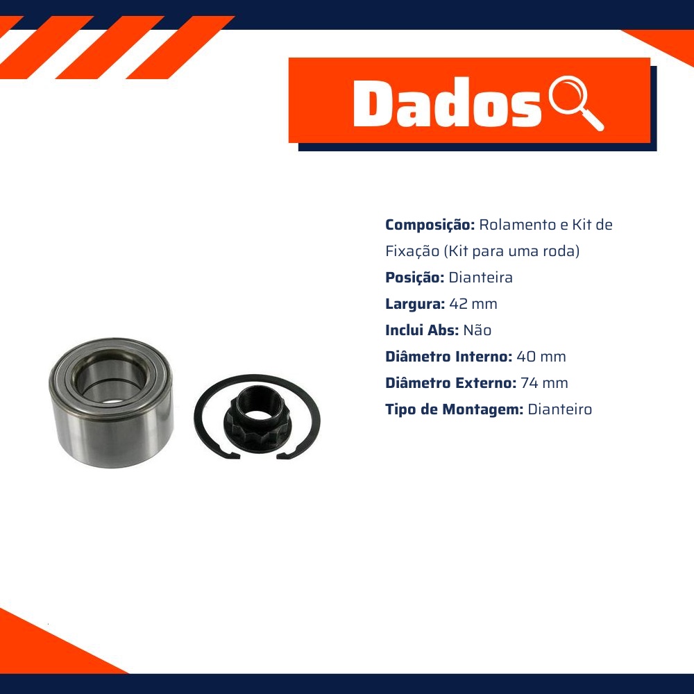 Kit de Rolamento de Roda Dianteiro para Toyota Corolla e Fielder - SKF - VKBA 6831 A