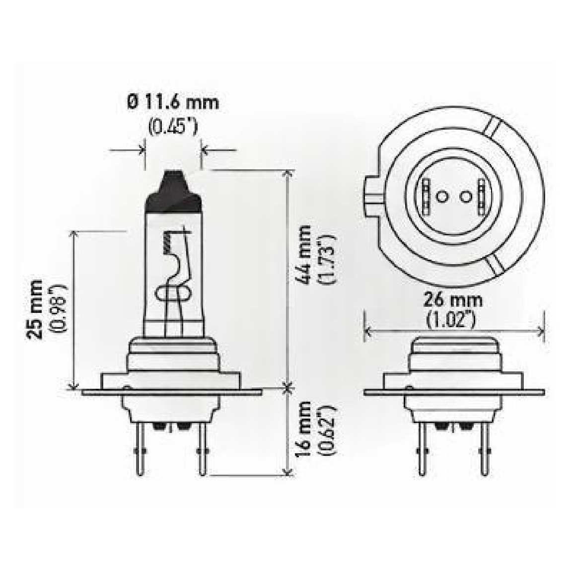 Lâmpada Farol Alto Baixo H7 12V 55W Halógena PX26d - Hella - H7