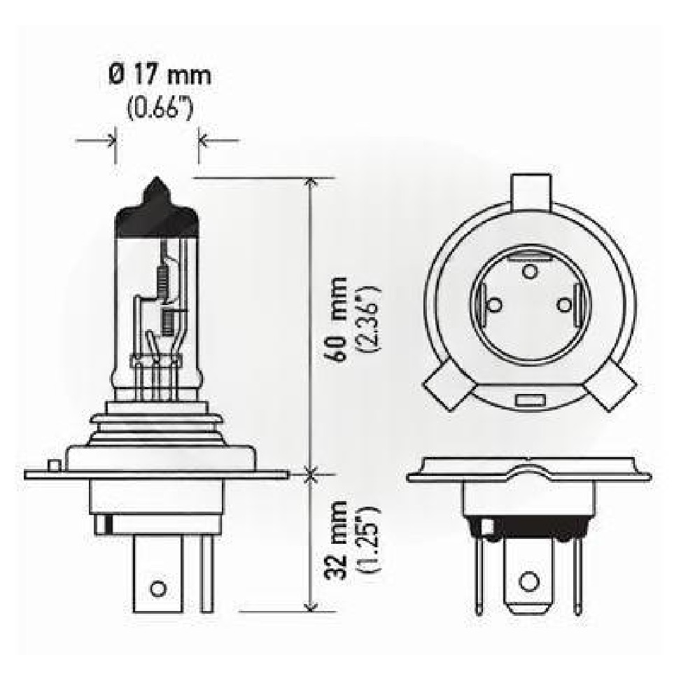 Lâmpada Farol Alto Baixo H4 12V 60/55W Halógena - Hella - H4