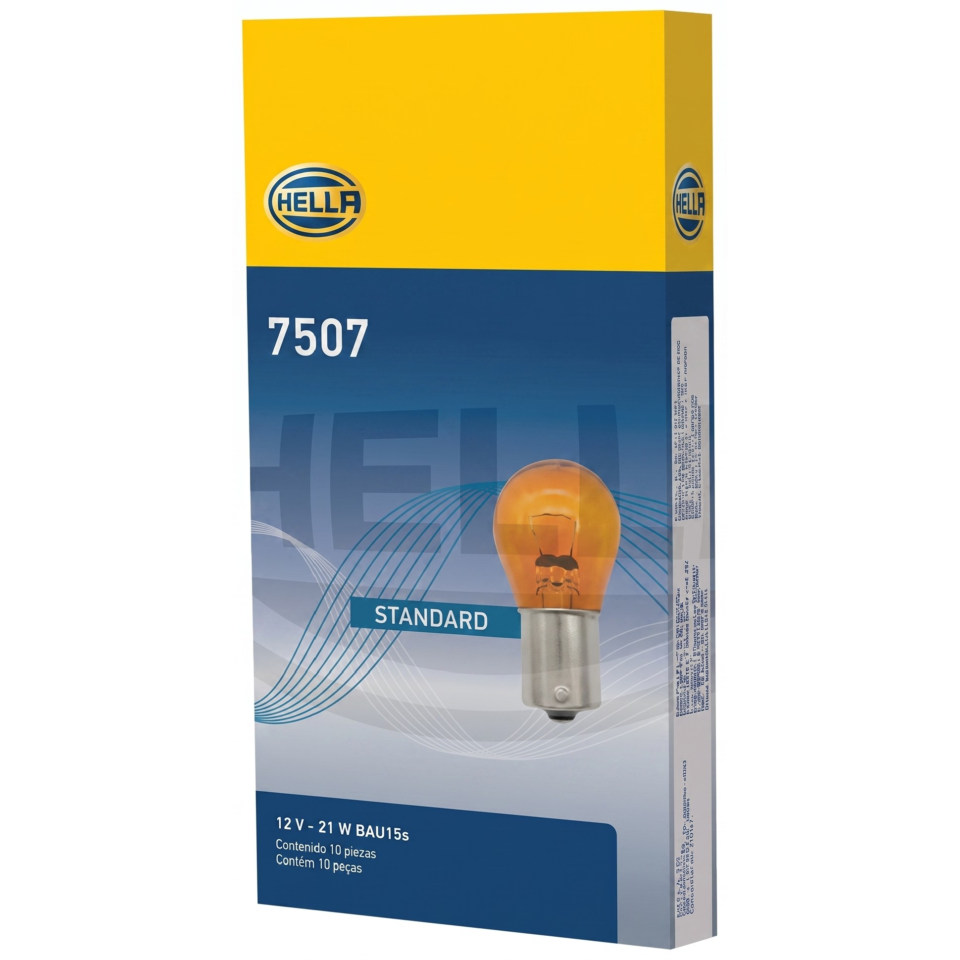 Kit 10 Lâmpadas Pisca Seta P21W 12V 21W BAU15s Pingo - Hella - 7507
