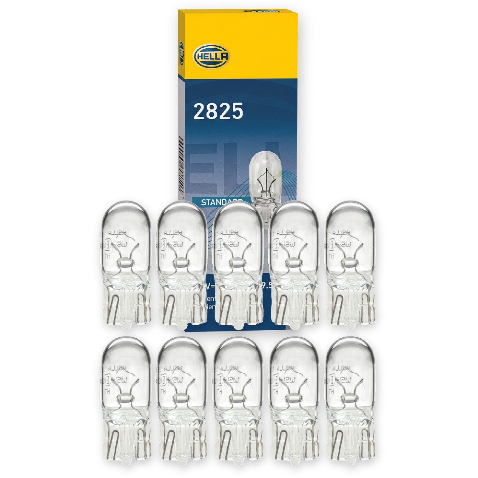 Kit 10 Lâmpadas Posição Painel W5W 12V 5W Pinguinho - Hella - 2825