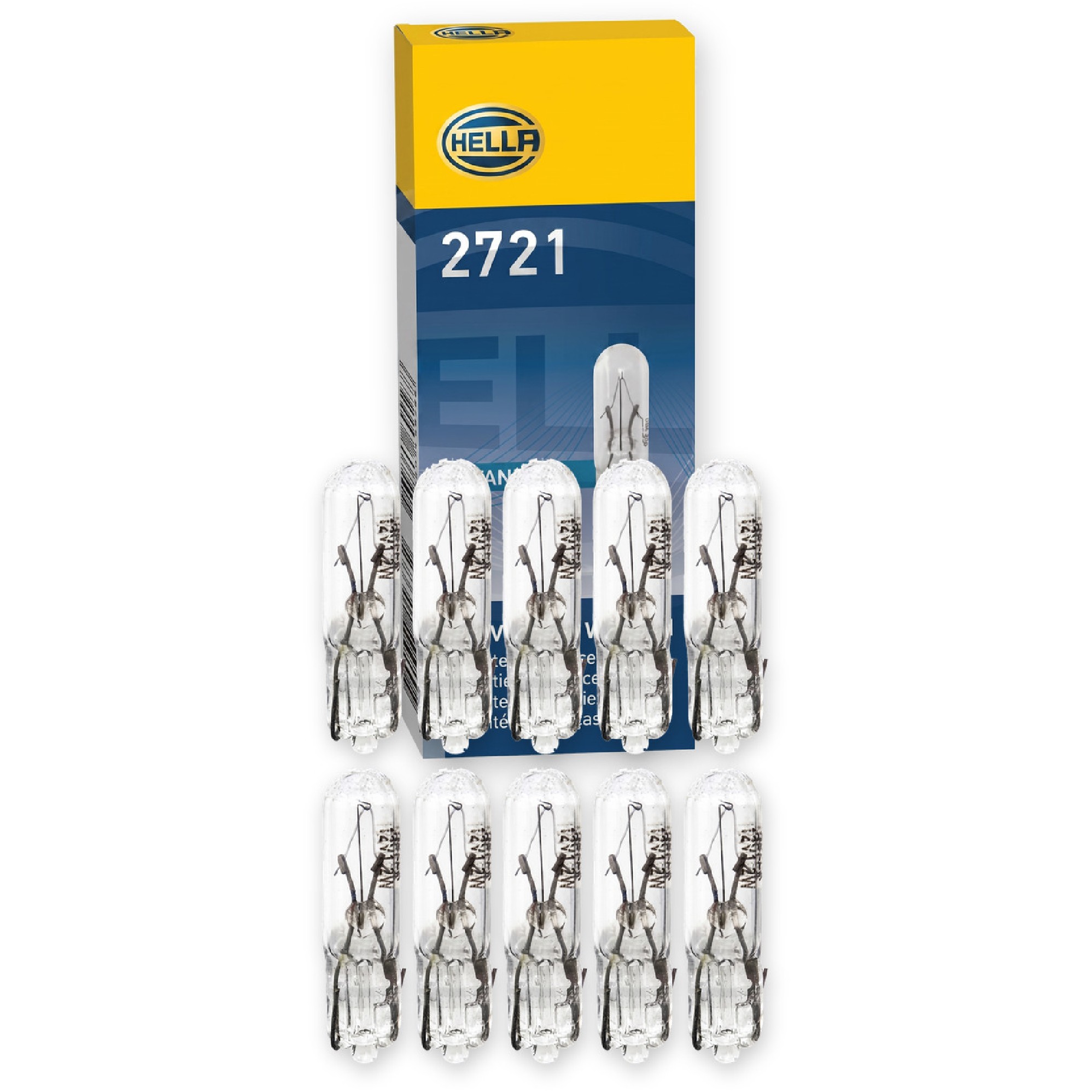 Kit 10 Lâmpadas Posição Painel W1.2W 12V W2x4.6d - Hella - 2721