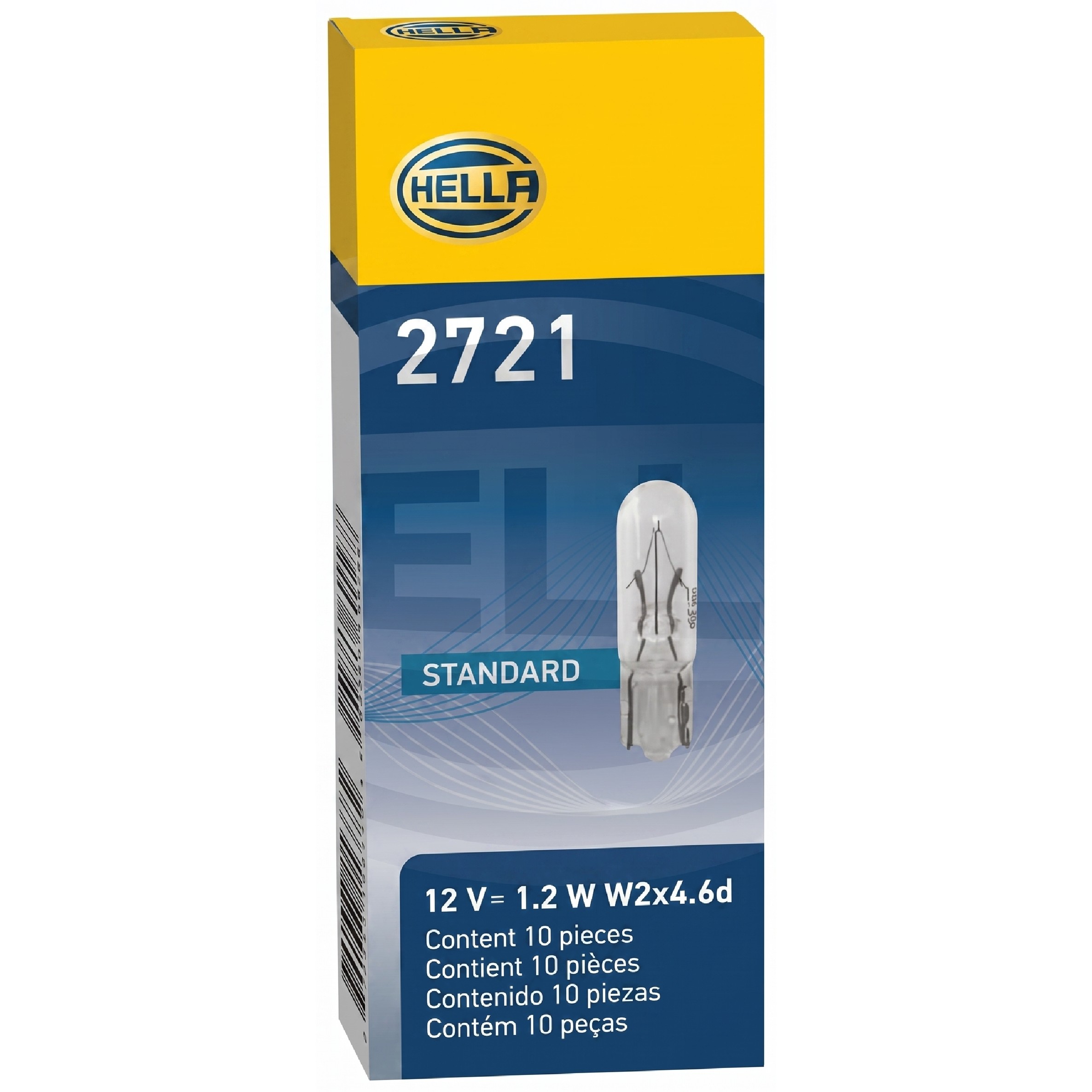 Kit 10 Lâmpadas Posição Painel W1.2W 12V W2x4.6d - Hella - 2721