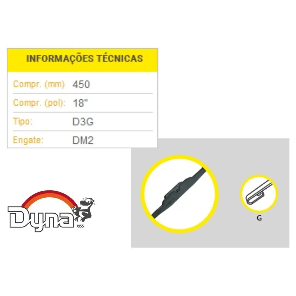Par de Palhetas do Limpador do Parabrisa - Dyna - DX18