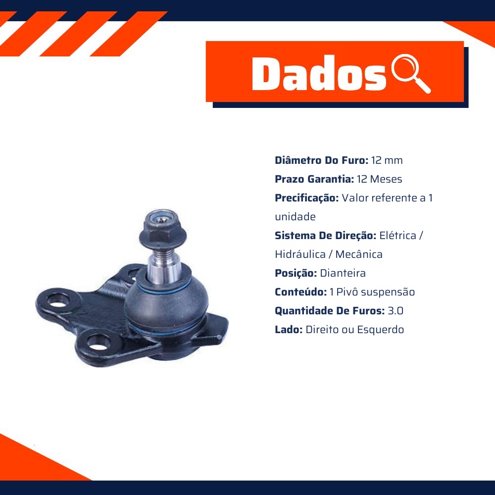 Pivô Suspensão Dianteiro Direito ou Esquerdo 3 Furos para Renault Captur - Cofap - PSC18009M