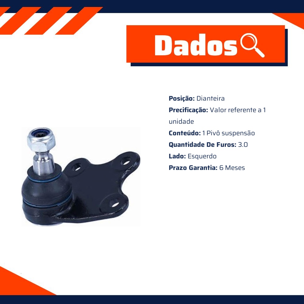 Pivô Suspensão Dianteiro Esquerdo 3 Furos para Fiat Doblo - Cofap - PSC03011M
