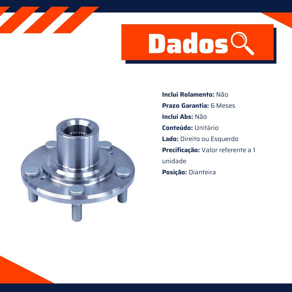 Cubo de Roda Dianteiro Direito ou Esquerdo sem Rolamento sem ABS para Honda HR-V - Cofap - CRC10010