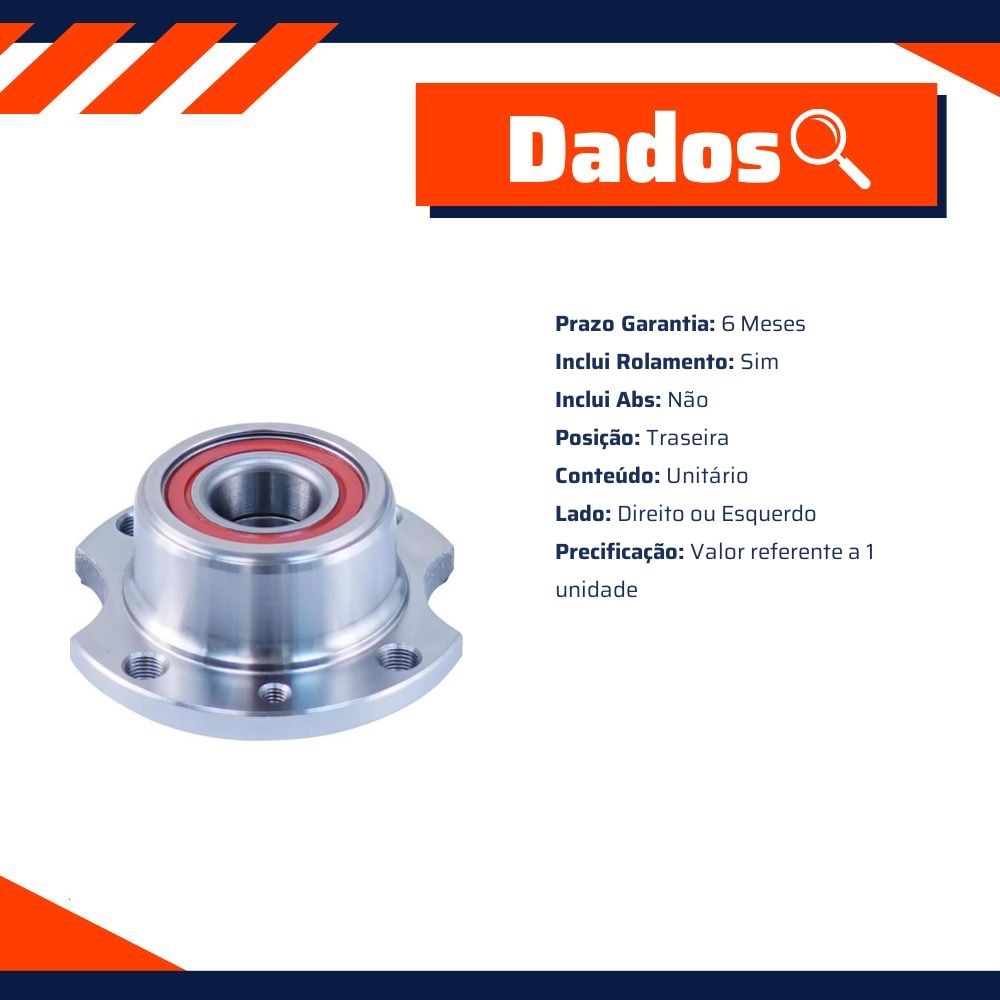 Cubo de Roda Traseiro Direito ou Esquerdo com Rolamento sem ABS - Cofap - CRC03027
