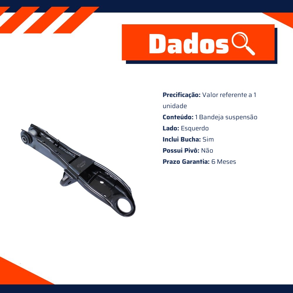 Bandeja Suspensão Dianteira Inferior Esquerda com Bucha para Mitsubishi Pajero e Pajero Tr4 - Cofap - BJC39011M