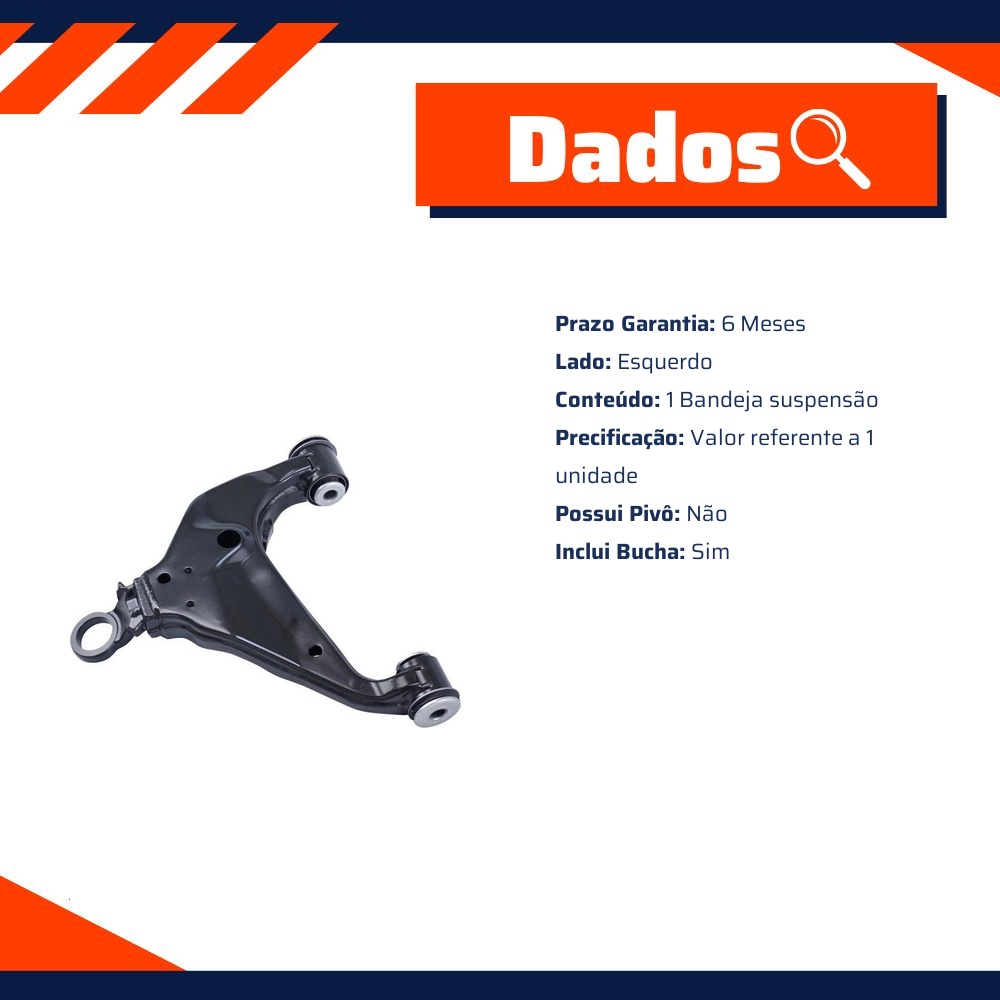 Bandeja Suspensão Dianteira Inferior Esquerda com Bucha para Toyota Hilux e Hilux SW4 - Cofap - BJC22013M