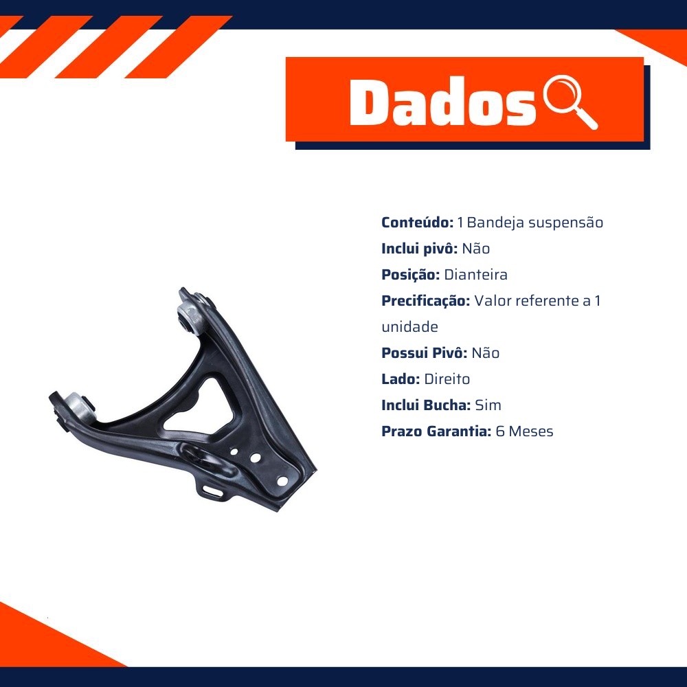 Bandeja Suspensão Dianteira Direita com Bucha para Renault Megane e Scenic - Cofap - BJC18154M