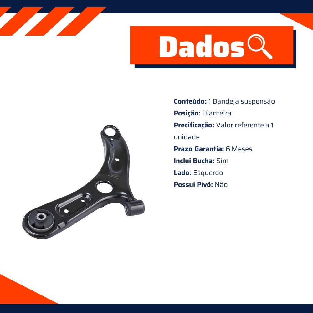 Bandeja Suspensão Dianteira Esquerda com Bucha para Hyundai Creta - Cofap - BJC32029M