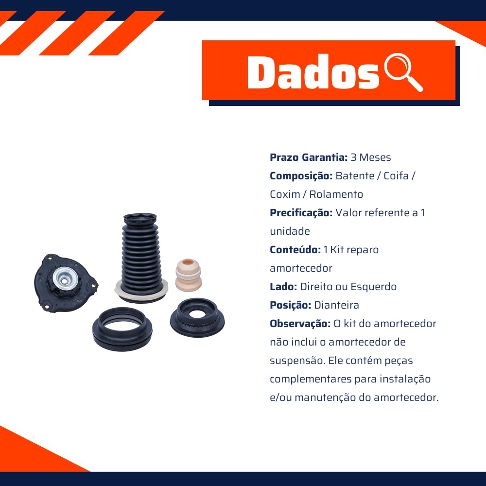 Kit Reparo Amortecedor Dianteiro Direito ou Esquerdo para Jeep Compass e Renegade - Cofap - TKC52001
