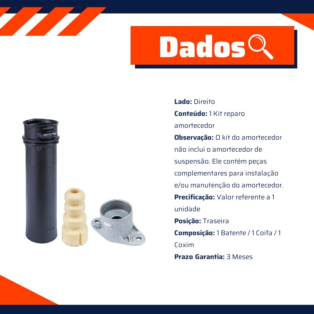 Kit Reparo Amortecedor Traseiro Direito ou Esquerdo para Chevrolet Onix e Onix Plus - Cofap - TKC04126