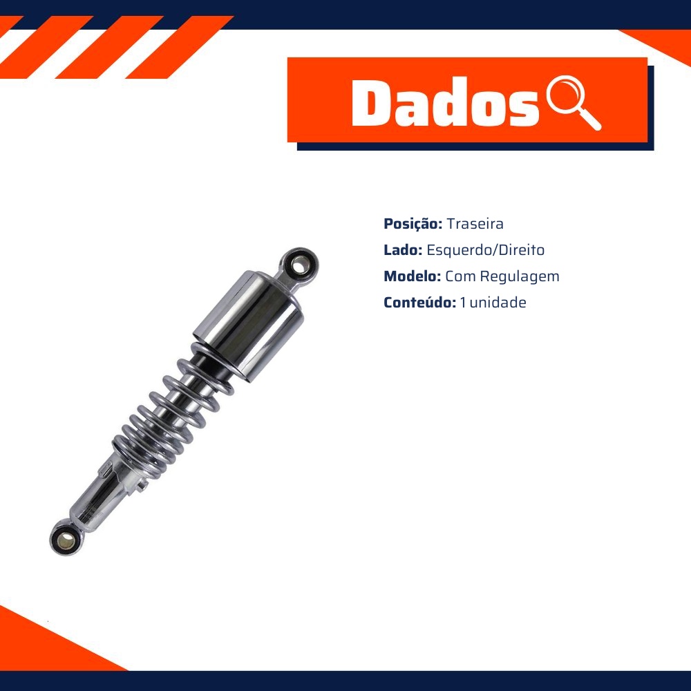 Amortecedor Traseiro Direito ou Esquerdo da Suspensão Dafra Kansas 150 e Suzuki Intruder 125 - Cofap - CR22605M