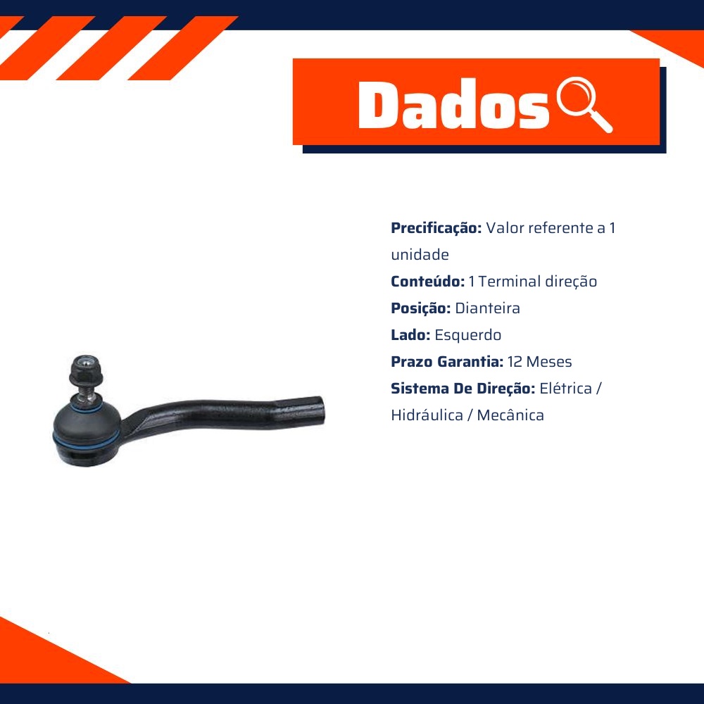 Terminal Direção Dianteiro Esquerdo para Nissan Sentra - Cofap - TDC29003M