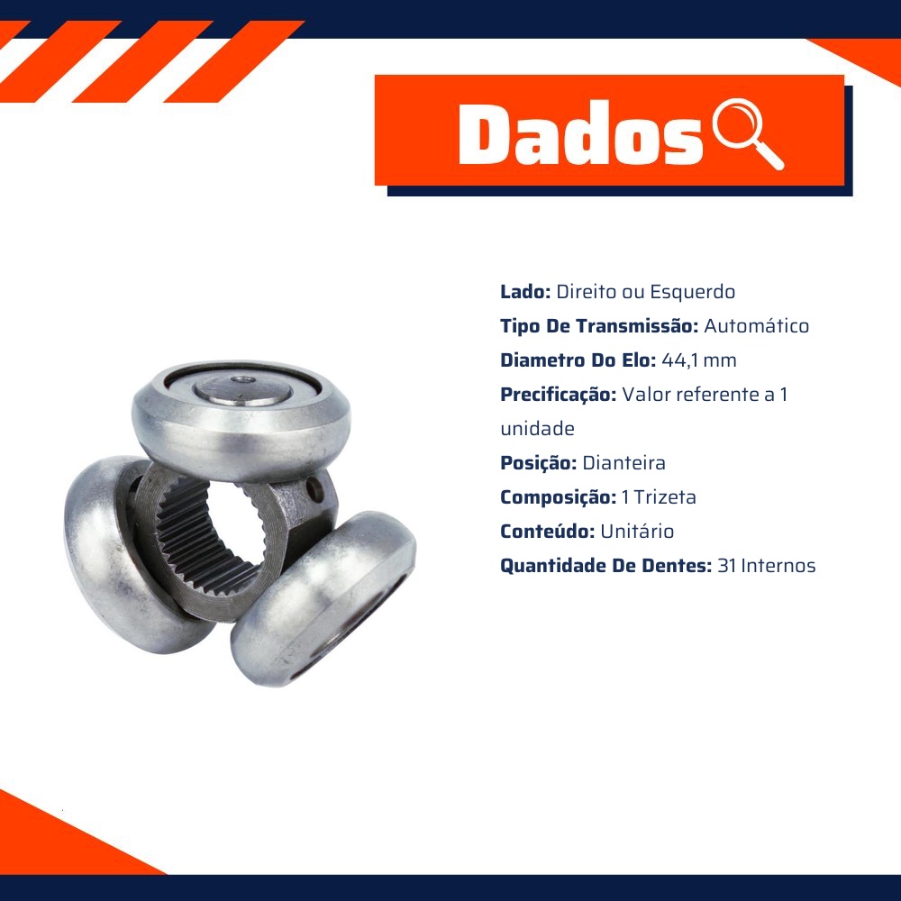 Trizeta Dianteira Câmbio Automático para Chevrolet Cruze e Cruze Sport6 - Cofap - TRC04008