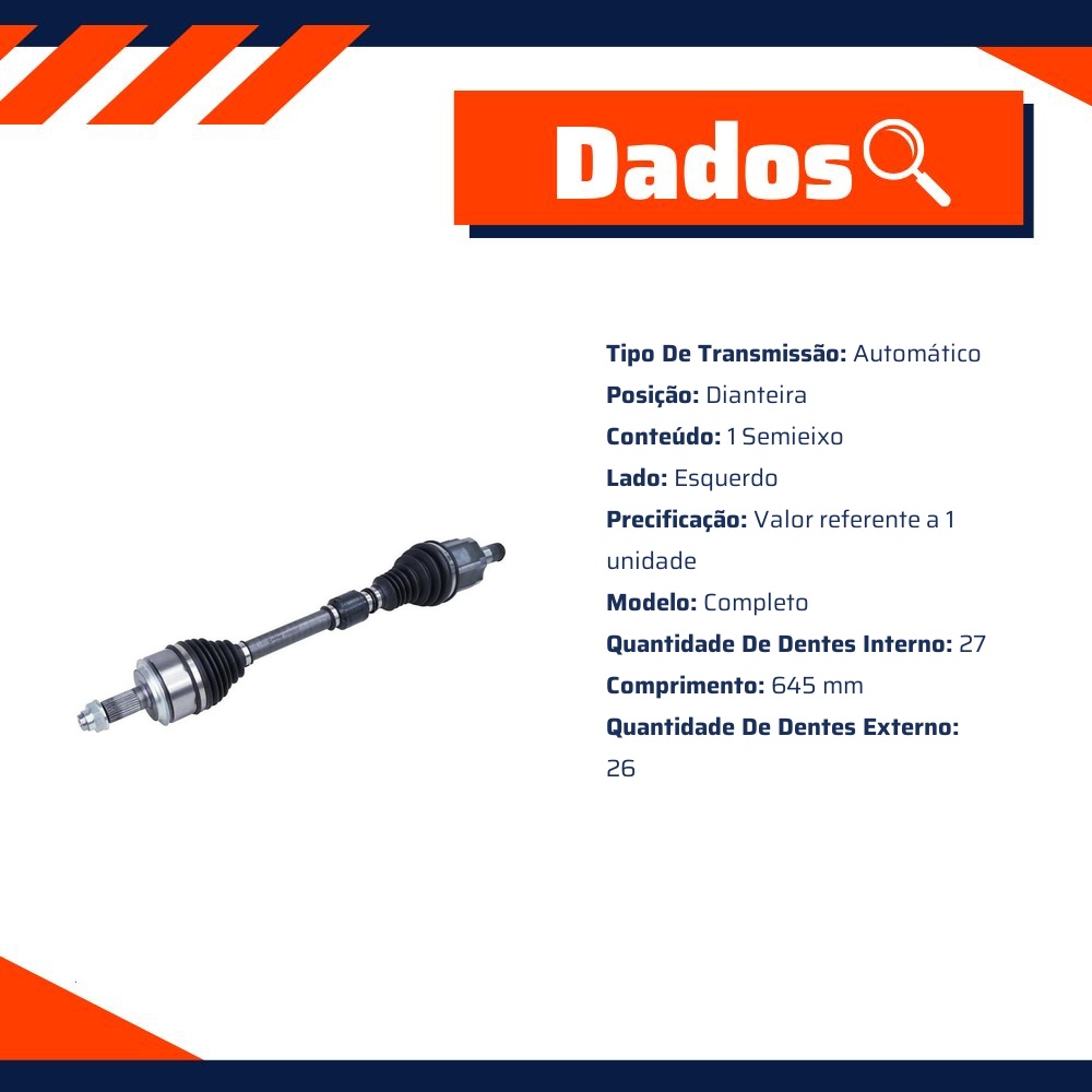 Semieixo Dianteiro Esquerdo Automático para Honda Civic - Cofap - SEC10009