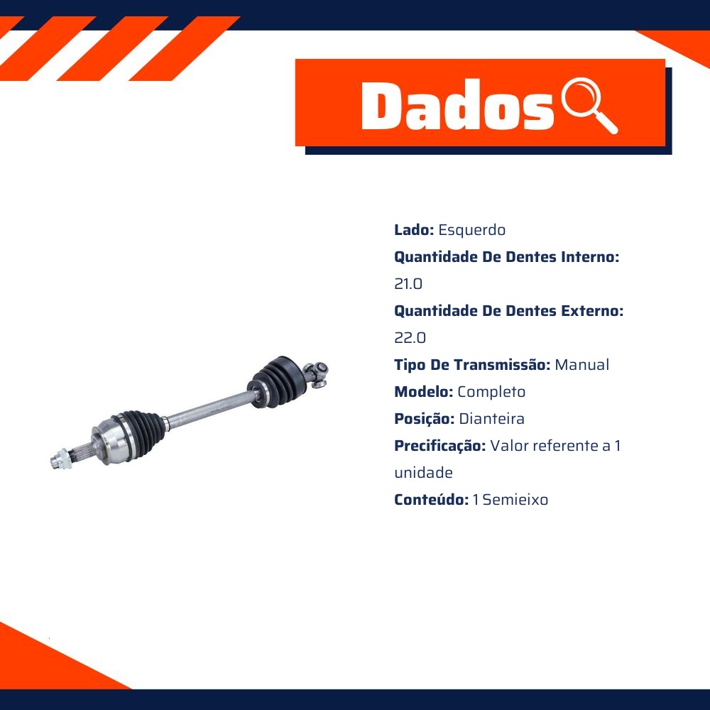 Semieixo Dianteiro Esquerdo Manual para Fiat Argo e Cronos - Cofap - SEC03019