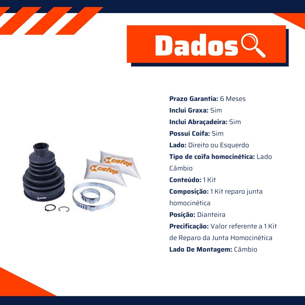 Kit Reparo Junta Homocinética Dianteira Câmbio com Coifa para Volkswagen Up! - Cofap - KJD01215