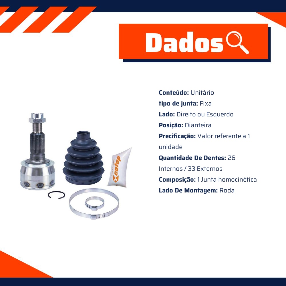 Junta Homocinética Dianteira Roda para Chevrolet S10 e Trailblazer - Cofap - JHC04130