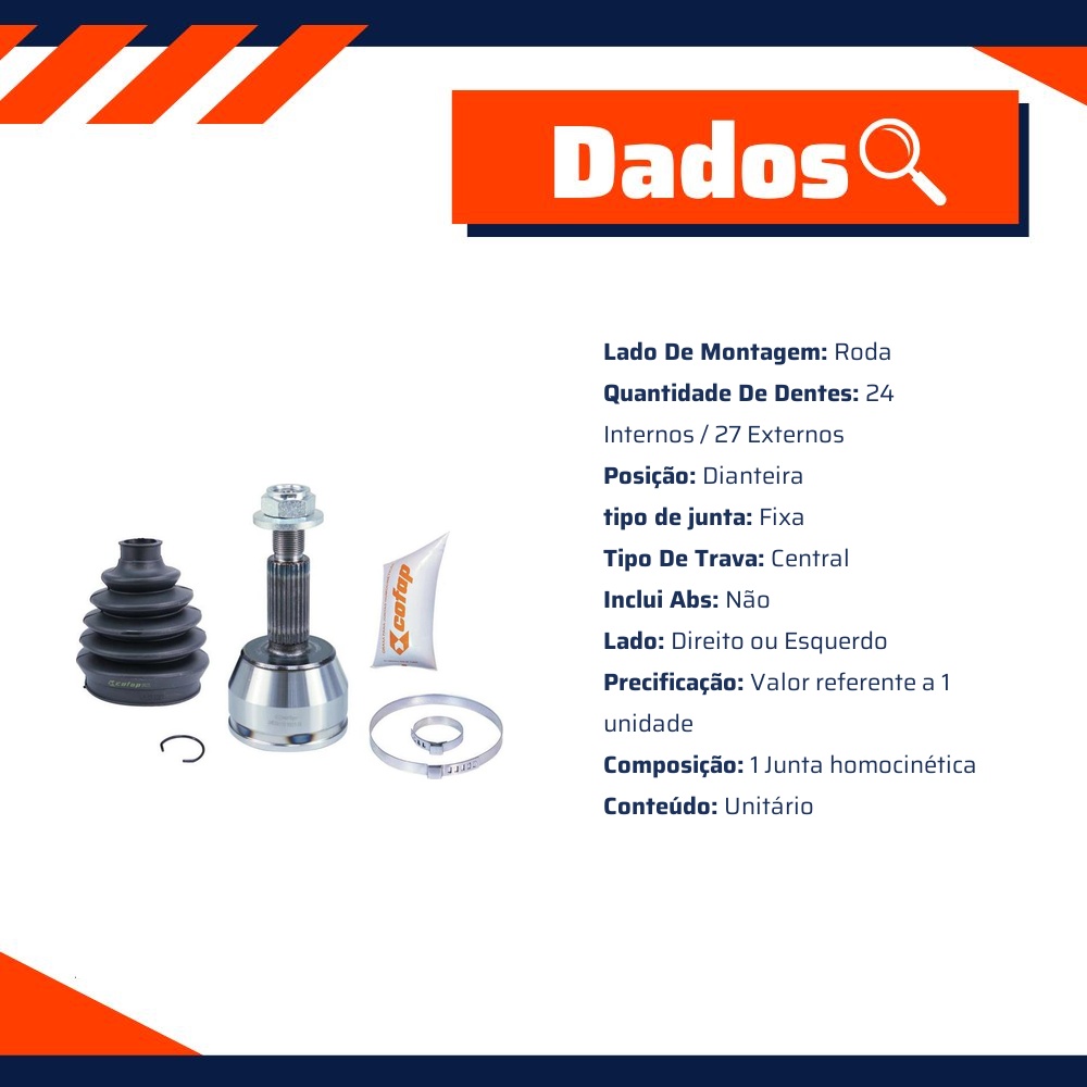 Junta Homocinética Dianteira Roda para Ford Ranger - Cofap - JHC08119