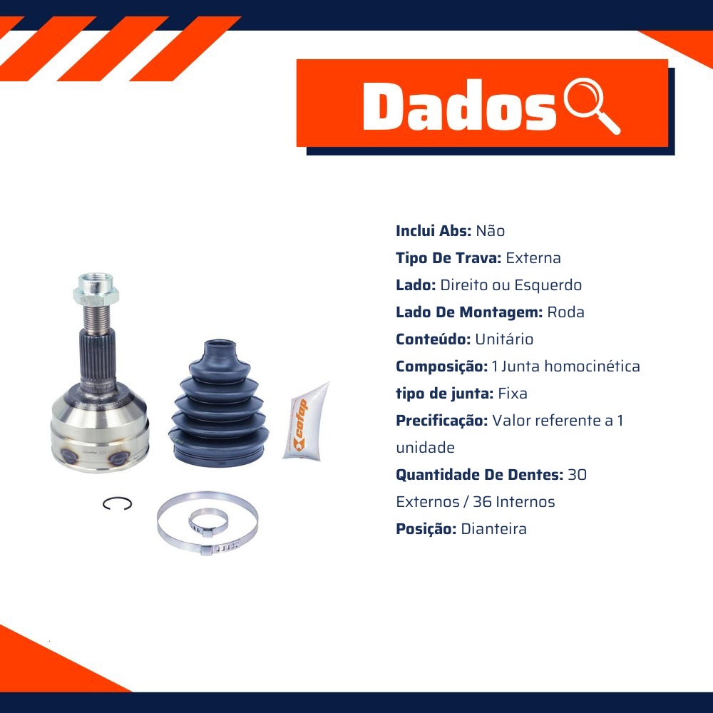 Junta Homocinética Dianteira Roda para Chevrolet Captiva - Cofap - JHC04125