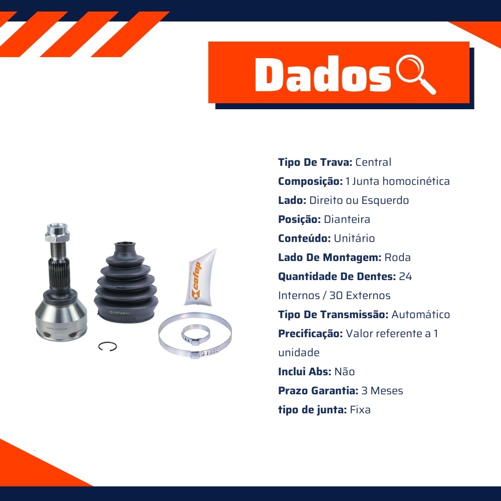 Junta Homocinética Dianteira Roda Automática para Chevrolet Captiva - Cofap - JHC04126