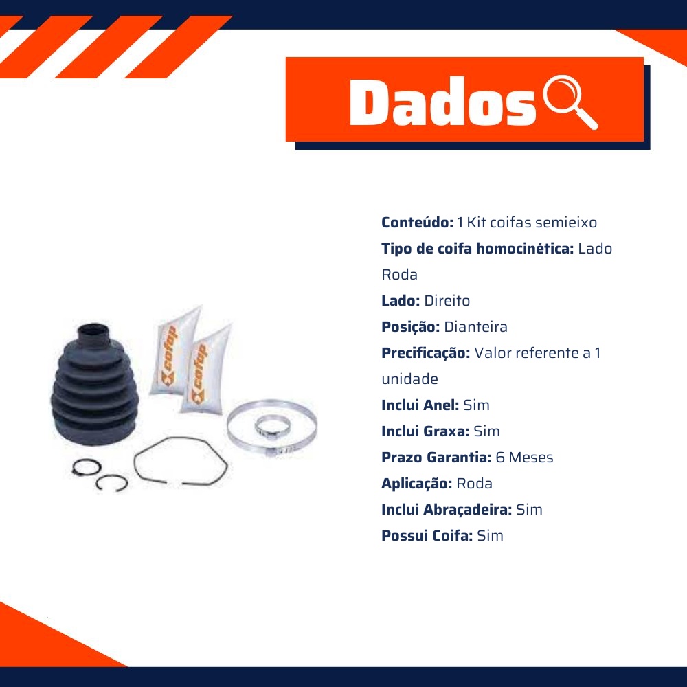 Kit Coifas Semieixo Dianteiro com Coifa para Mitsubishi ASX - Cofap - KJH39003