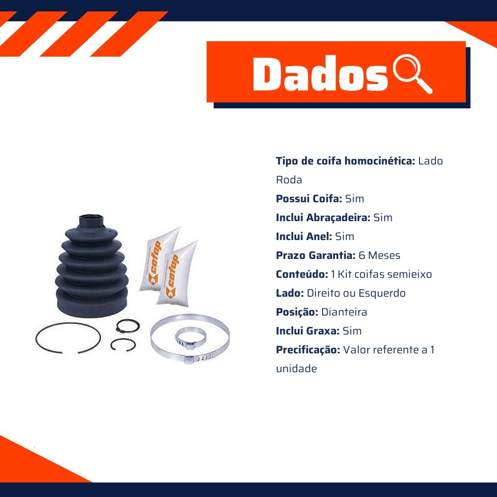 Kit Coifas Semieixo Dianteiro Roda com Coifa para Mitsubishi Pajero TR4 - Cofap - KJH39002