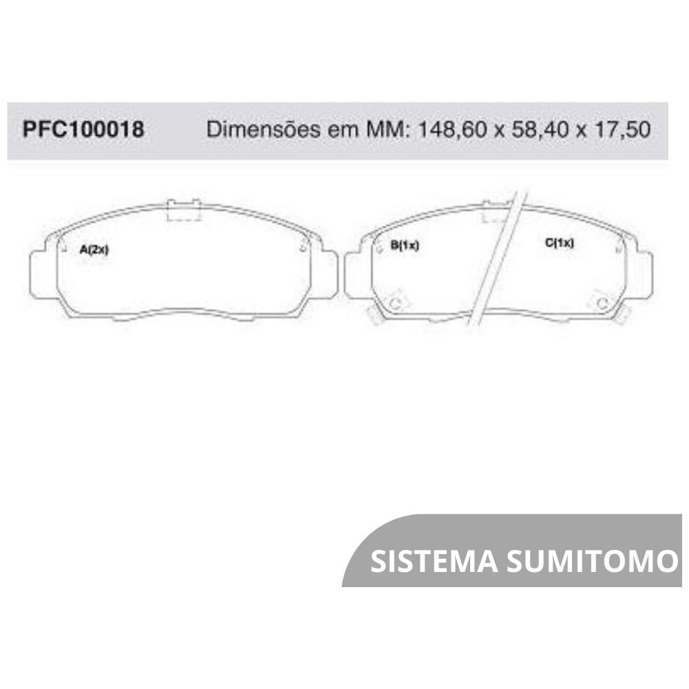 Pastilha Freio Dianteira Sumitomo para Honda Accord e Civic - Cofap - PFC100018